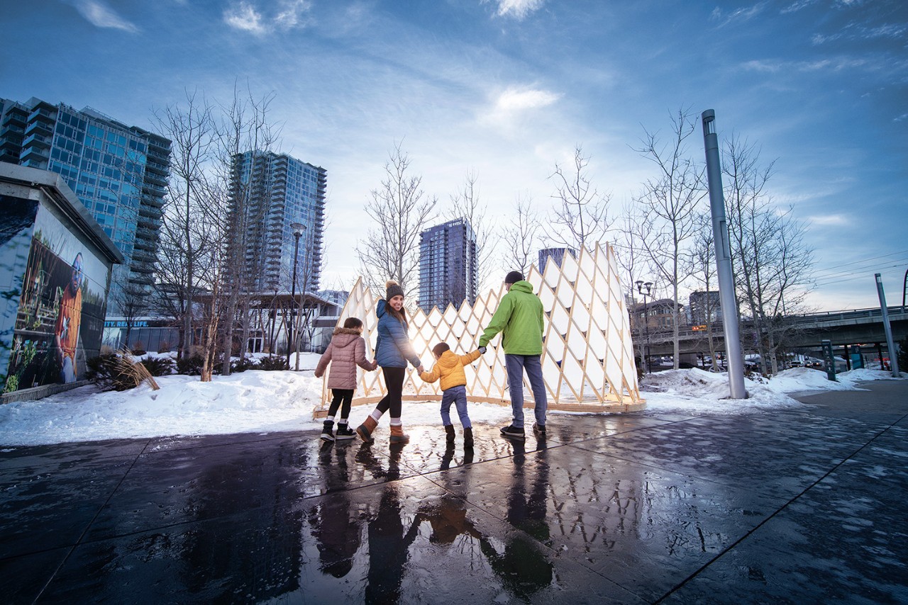 family walking