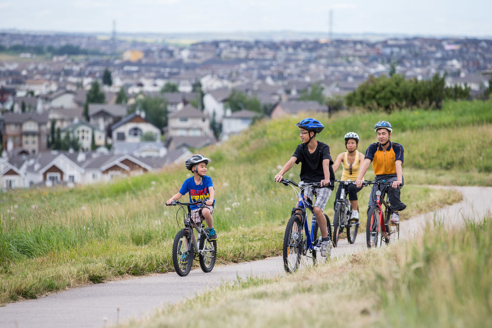 Family bike ride in Calgary