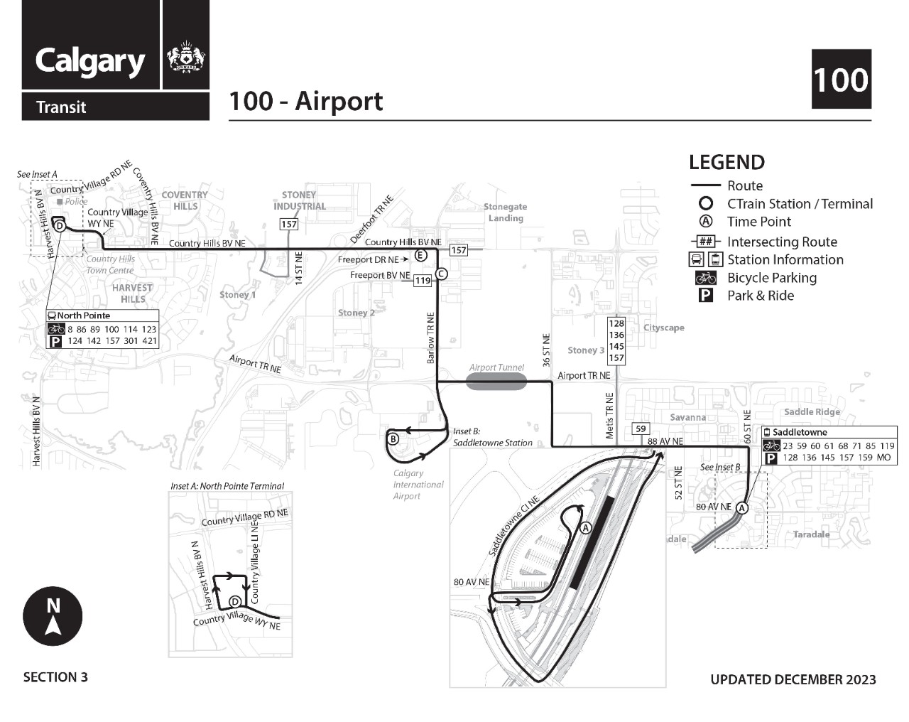 map of Route 100 as of 11/2023